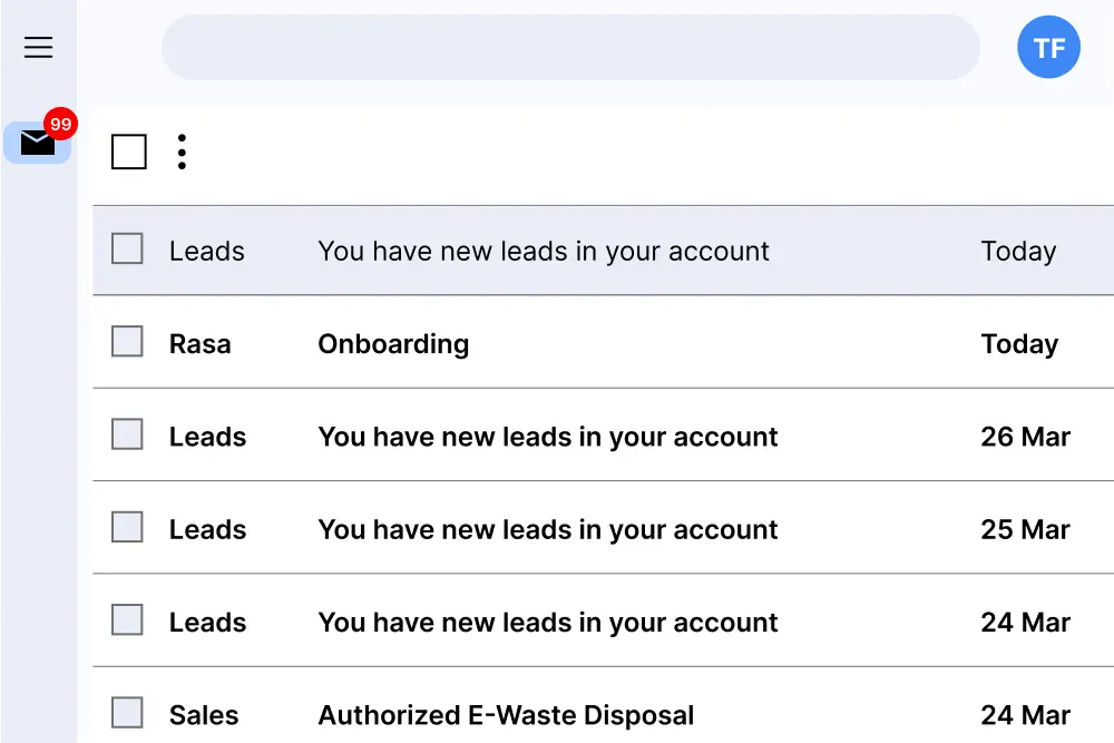 Email notification on a laptop screen